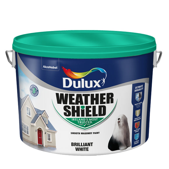 Dulux Weathershield Smooth Masonry White Paint 10 LTR  + 1 Ltr Free